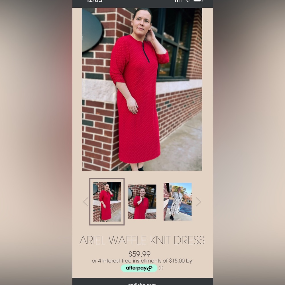 Ariel Red Waffle Knit Midi Dress